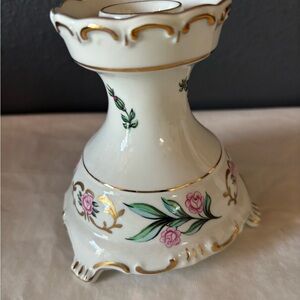 Hollohaza vintage collectible porcelain handpainted candlestick holder